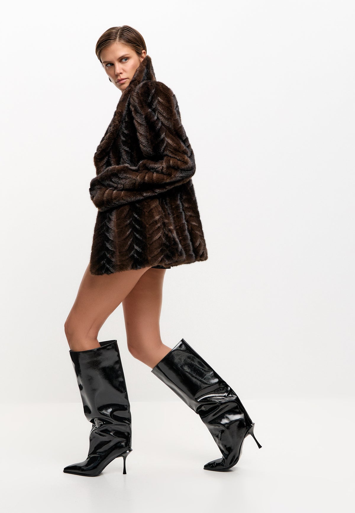 Jacke aus Kunstfell – Braun