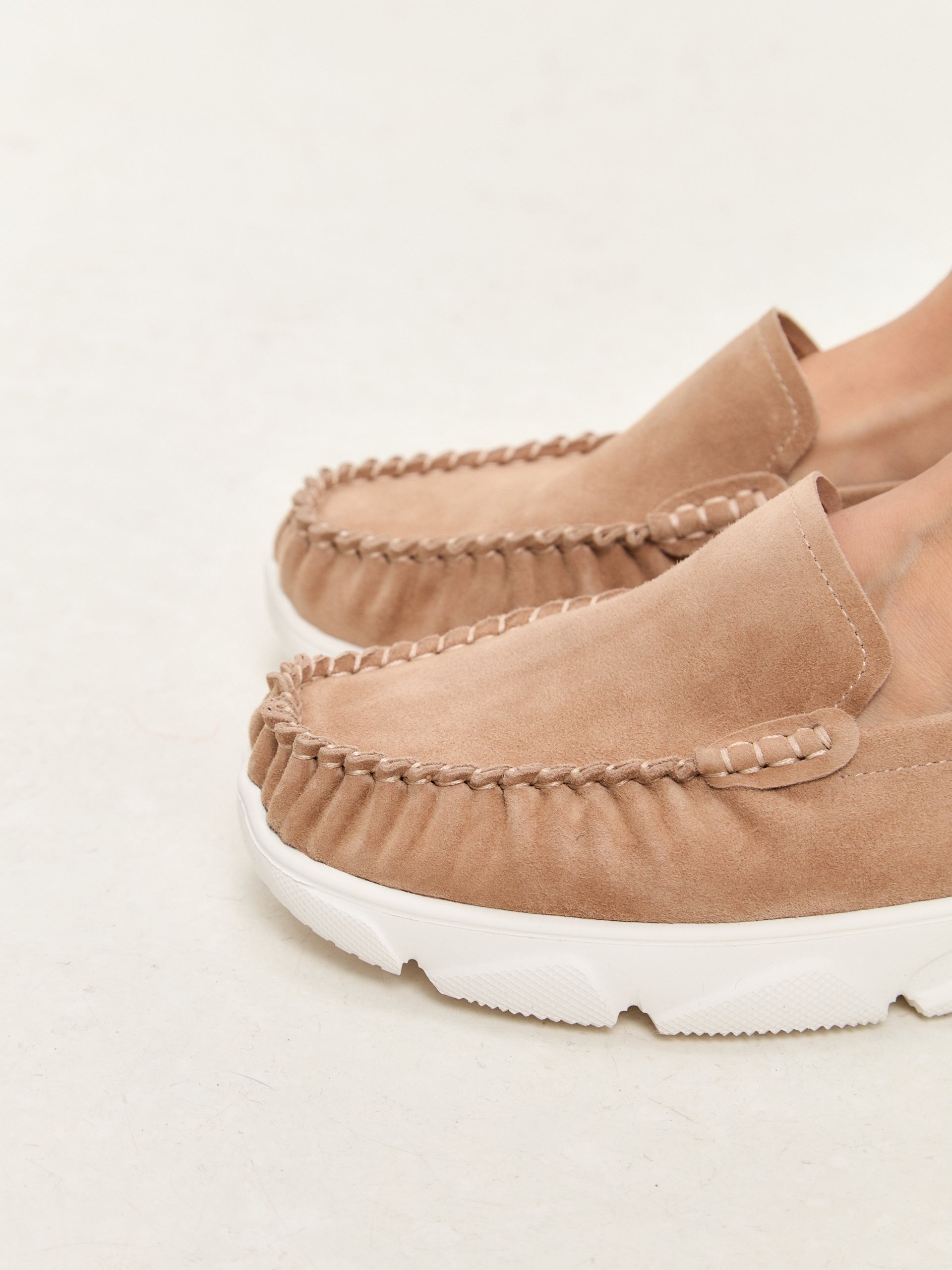 Leather Platform Moccasins Alisa - Beige