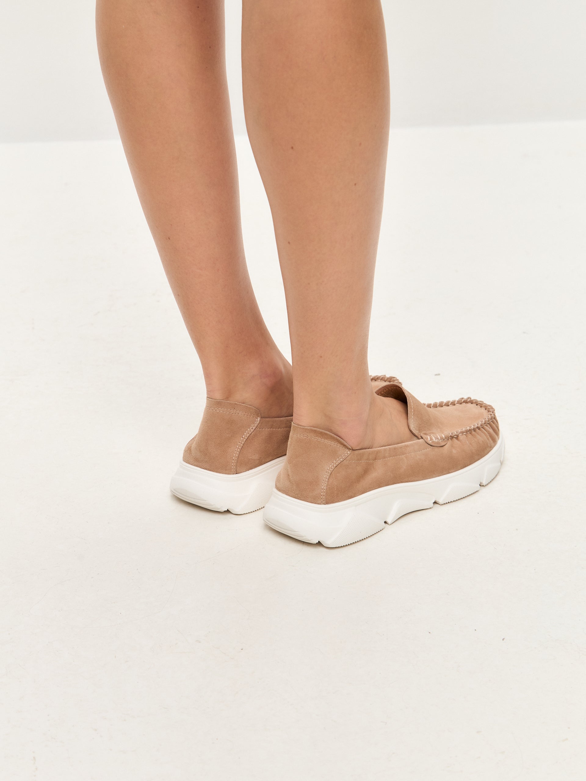 Leather Platform Moccasins Alisa - Beige