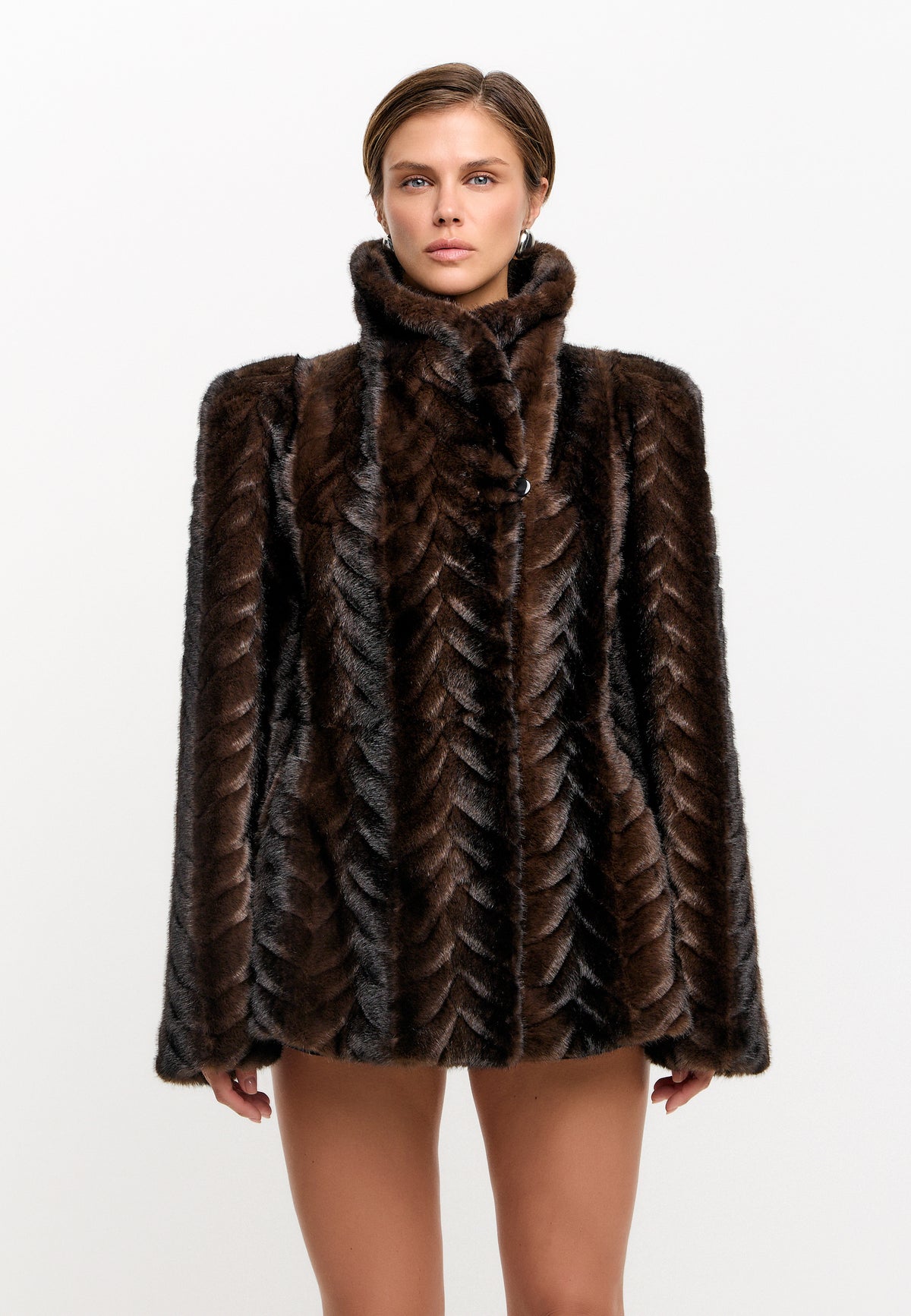 Jacke aus Kunstfell – Braun