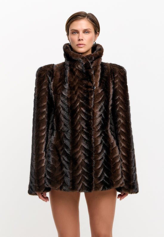 Jacke aus Kunstfell – Braun