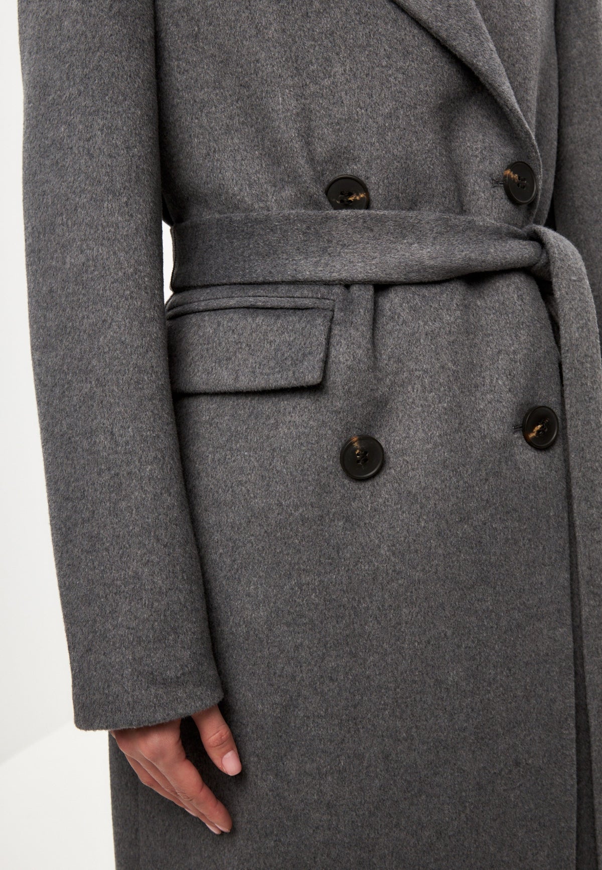 Double-breasted long wool coat – Grey