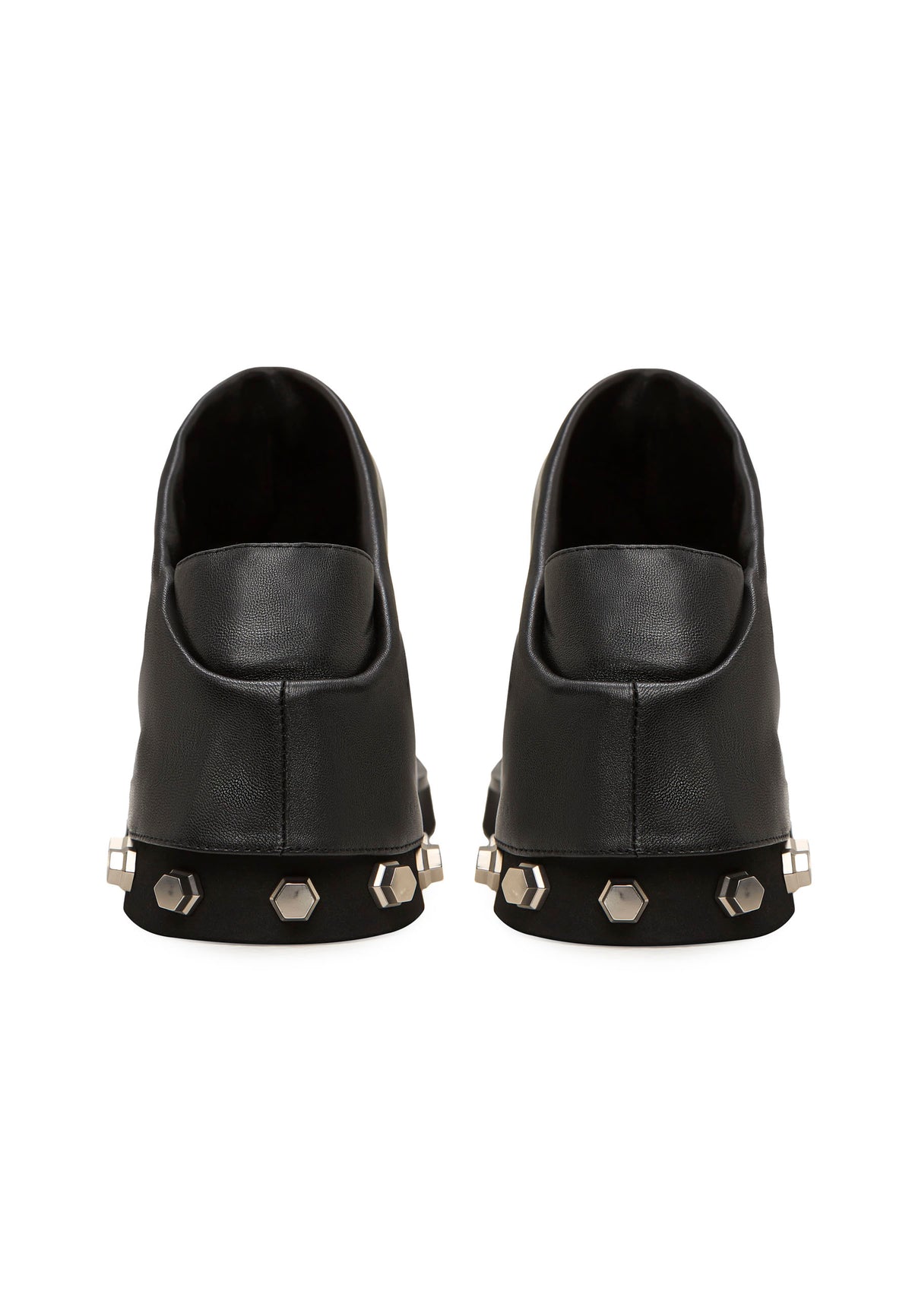 Mules de piel con tacón escultural – Negro