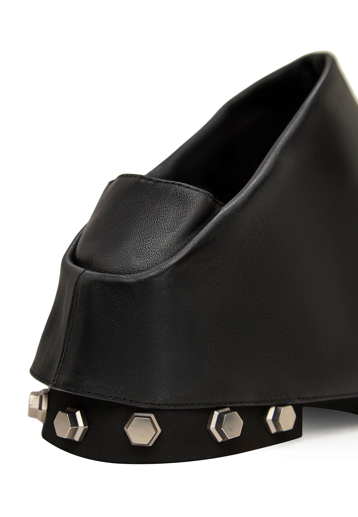 Mules de piel con tacón escultural – Negro