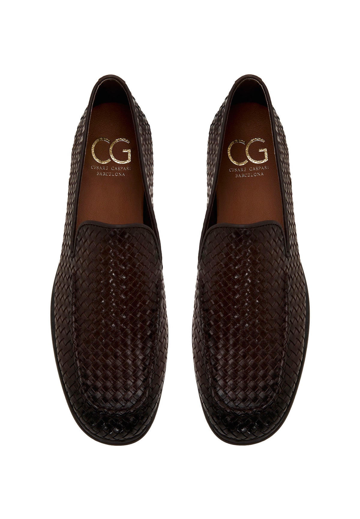 Woven Slip-On Loafers – Brown