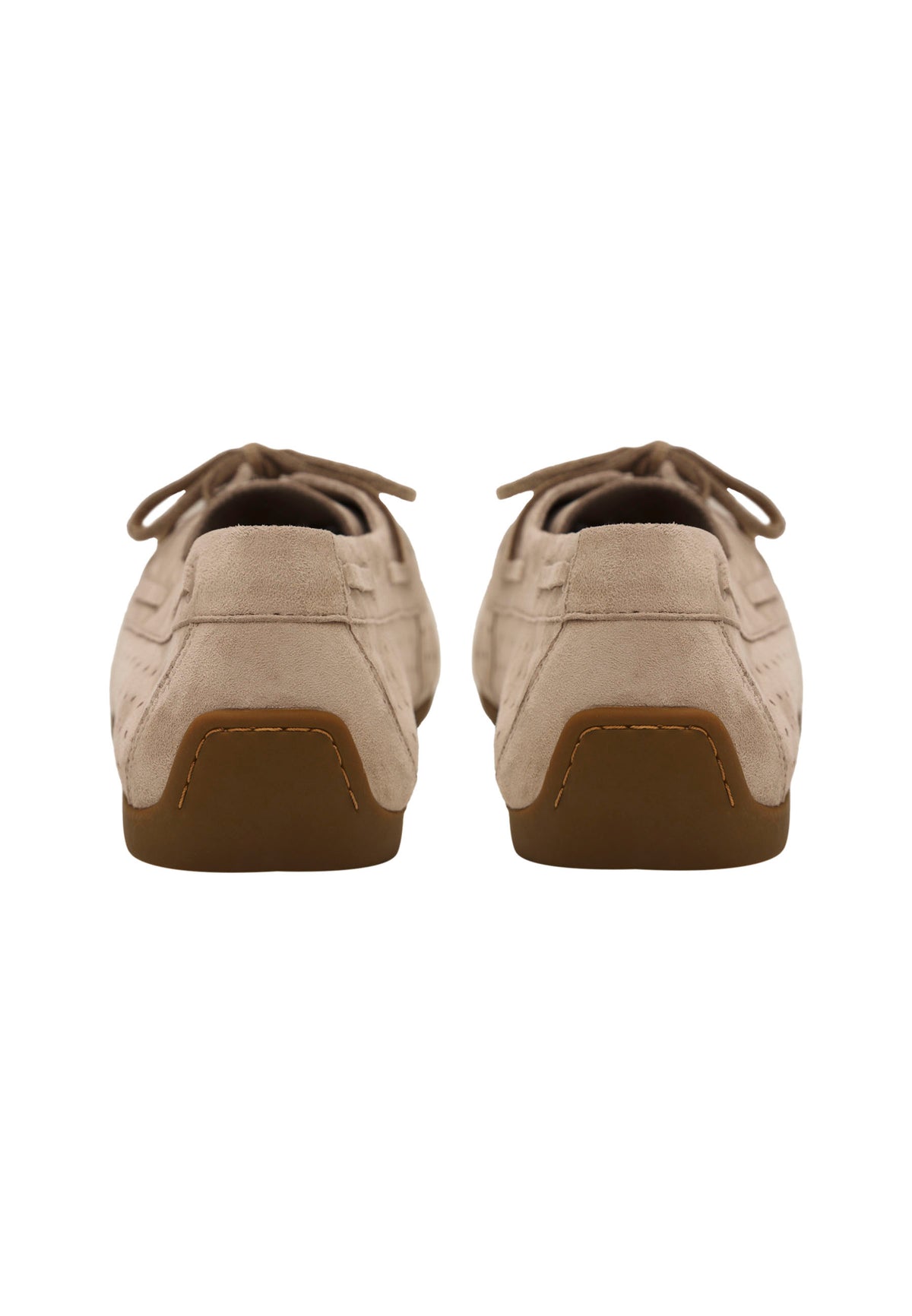 Perforated Suede Drive Loafers – Beige