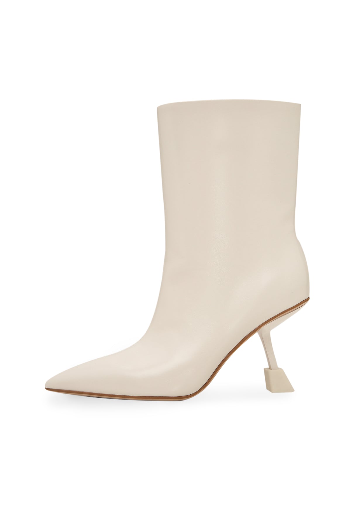 Spitze Ankle Boots aus Leder – Weiß