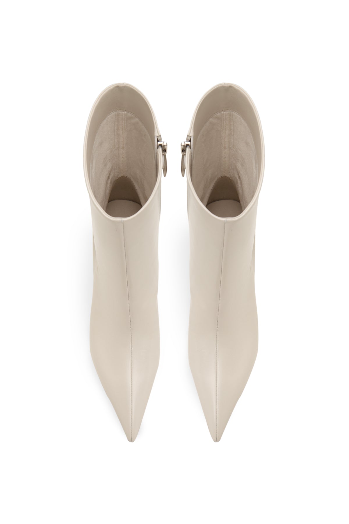 Spitze Ankle Boots aus Leder – Weiß