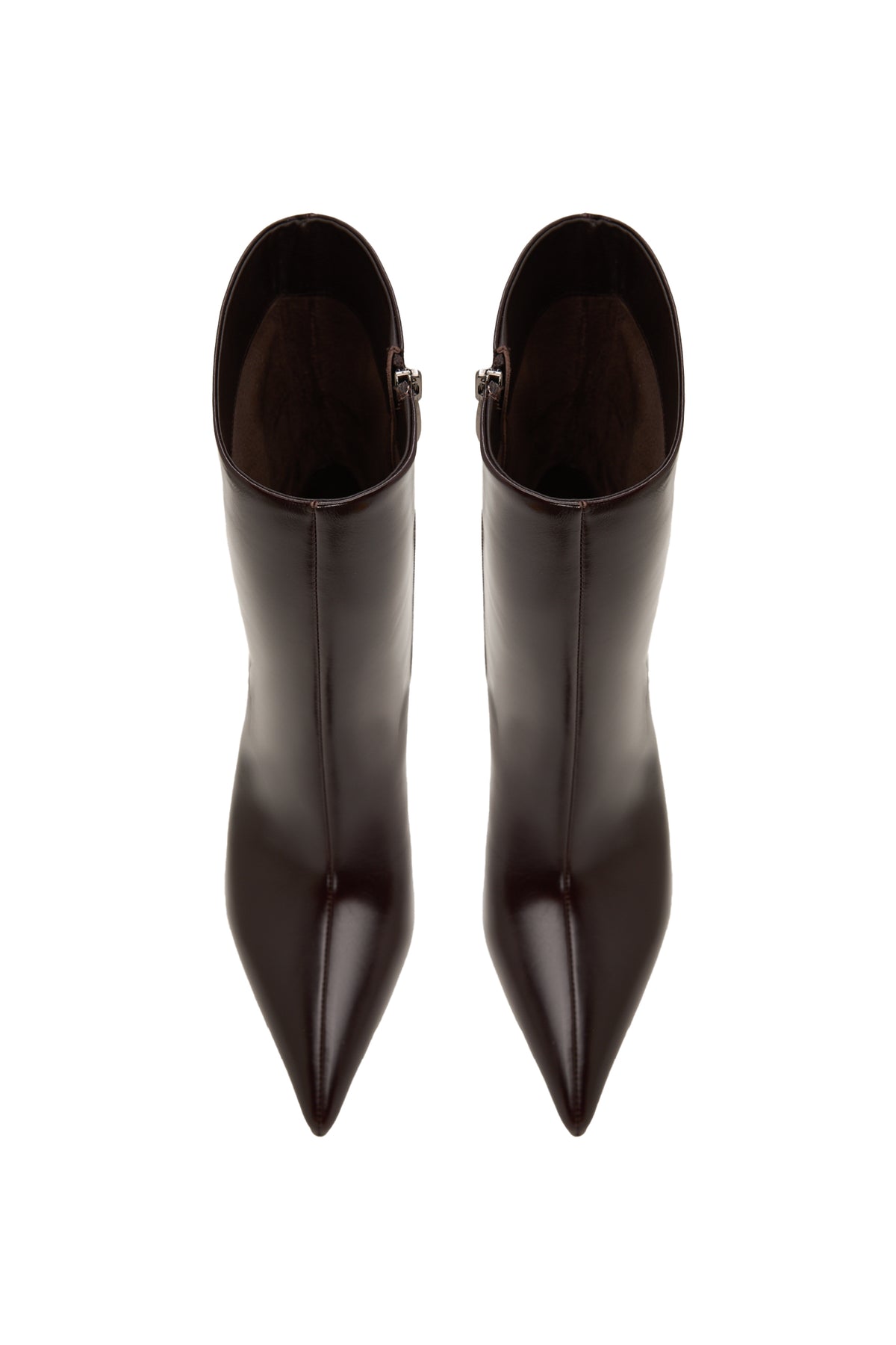 Stiefeletten aus Leder mit spitzer Kappe – Braun