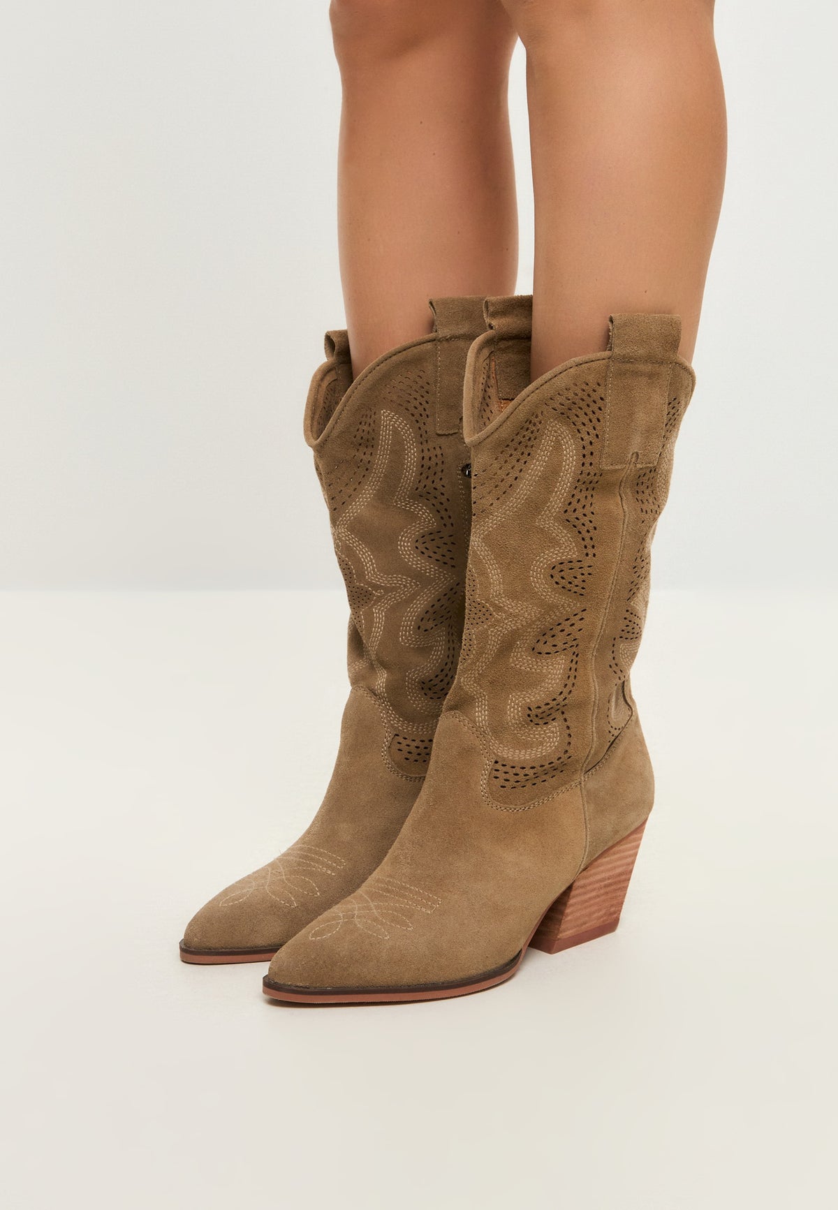 Botas vaqueras de ante Mariana - Marrón