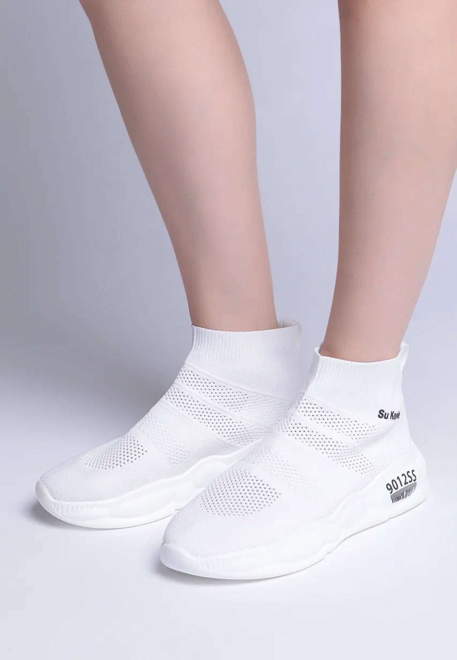 Knit Sock Sneakers - White