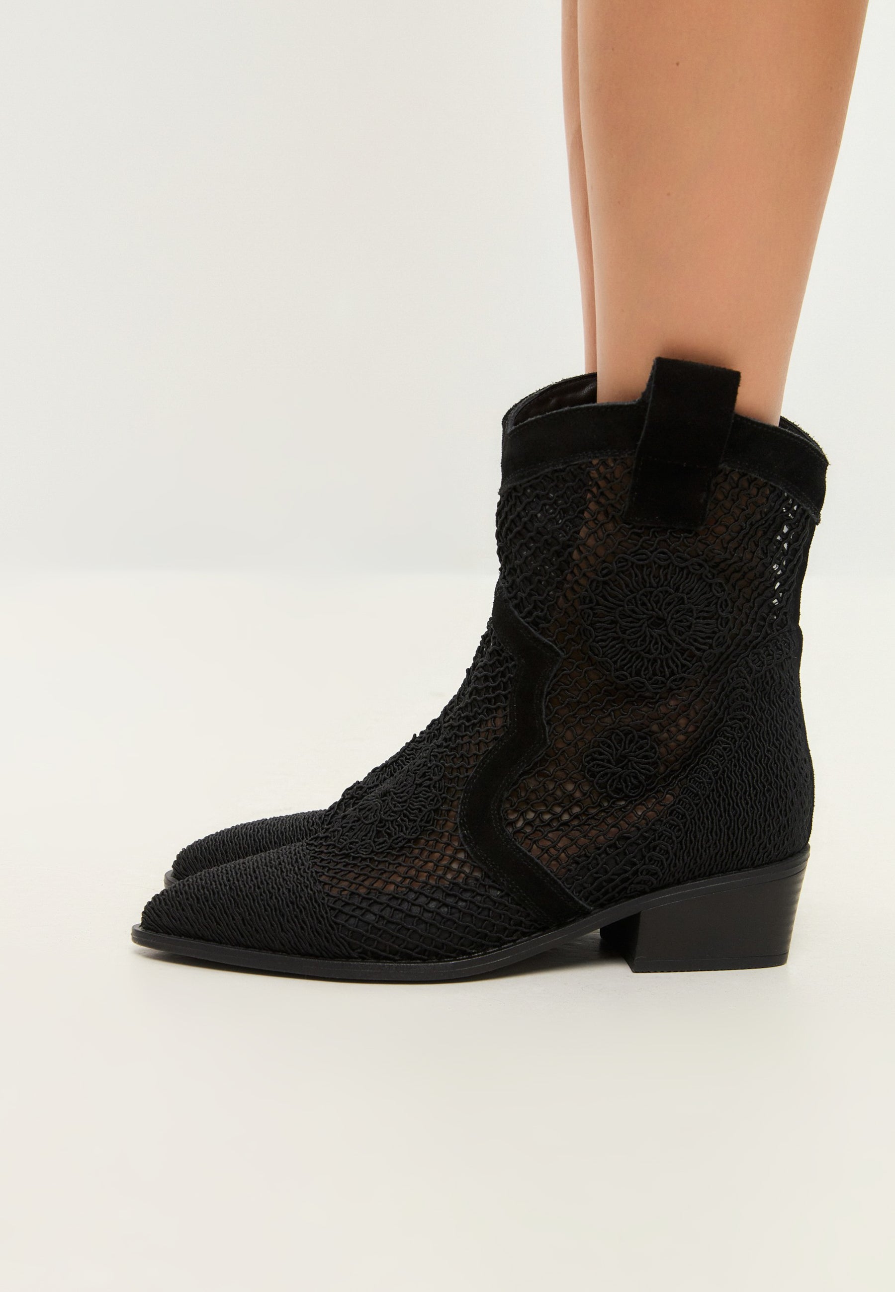 Suede Cowboy Boots - Black