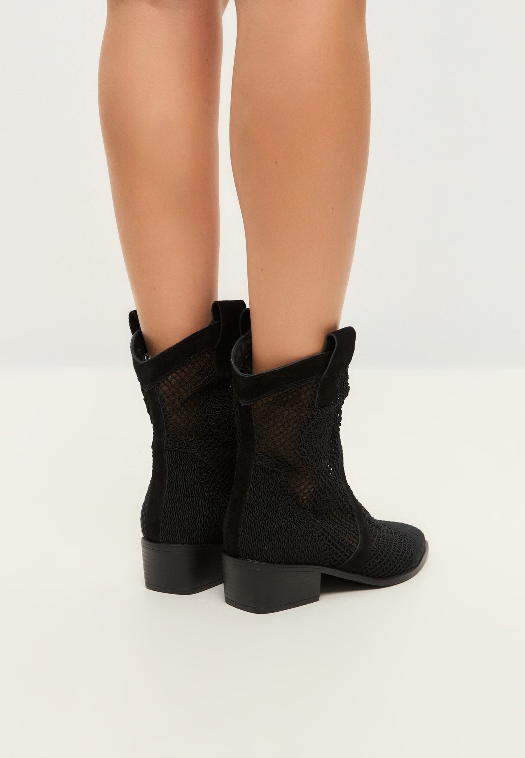 Suede Cowboy Boots - Black