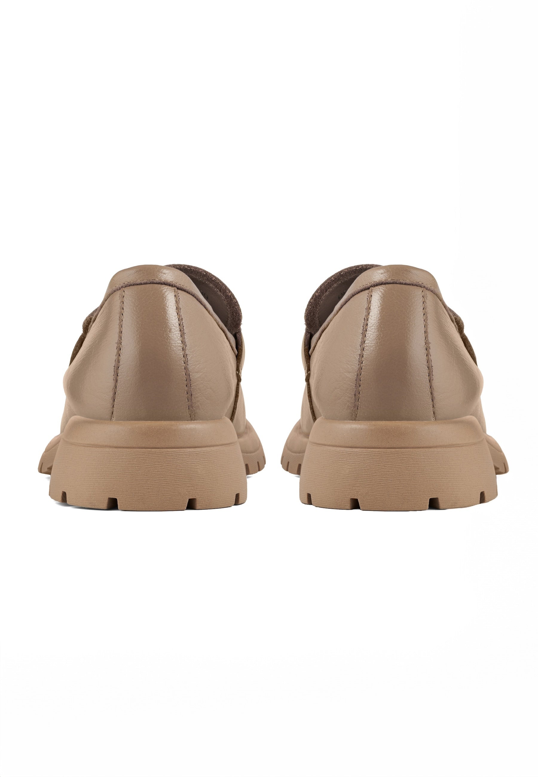 Leather Platform Loafers - Beige