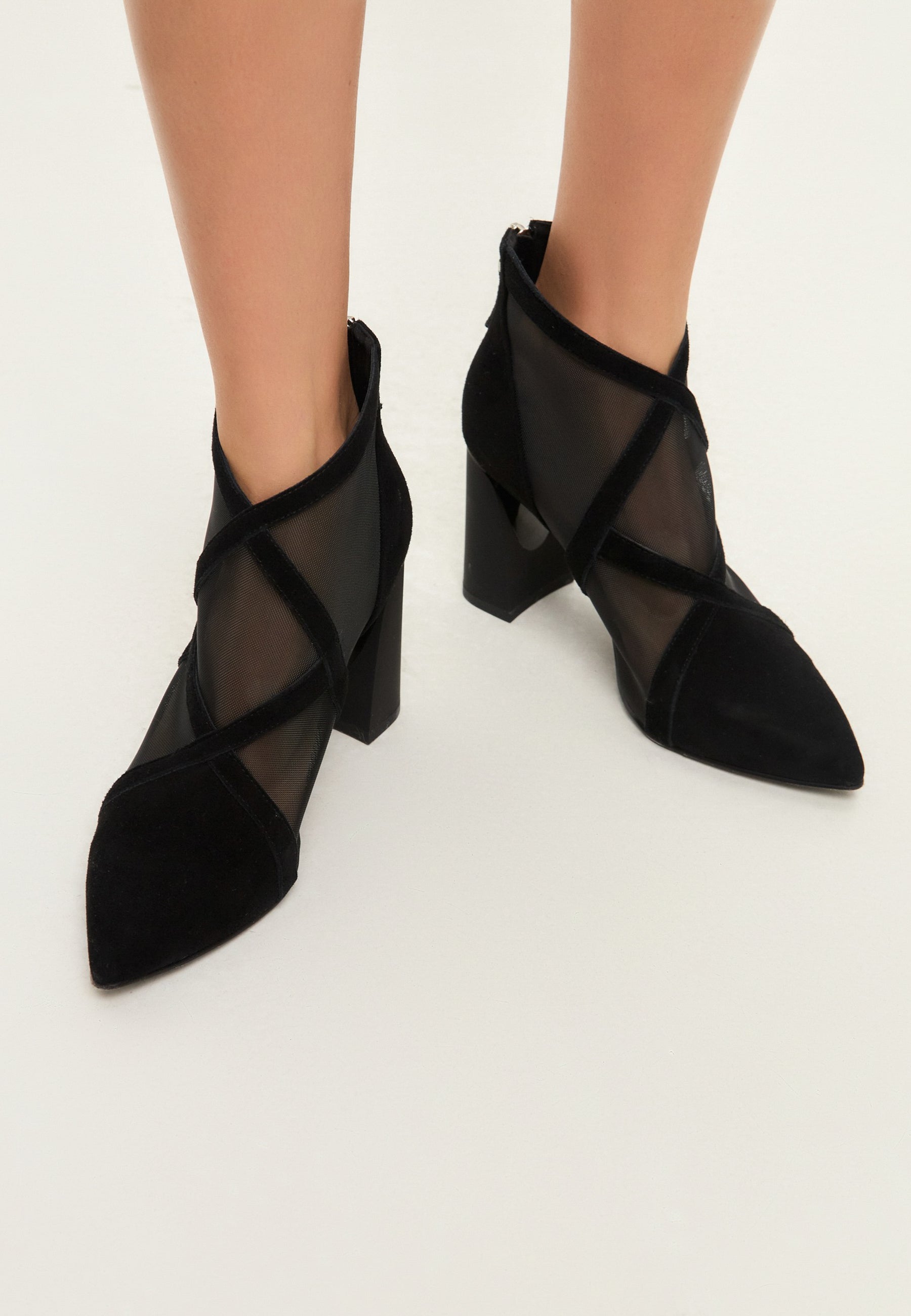 Black Sheer Ankle Boots