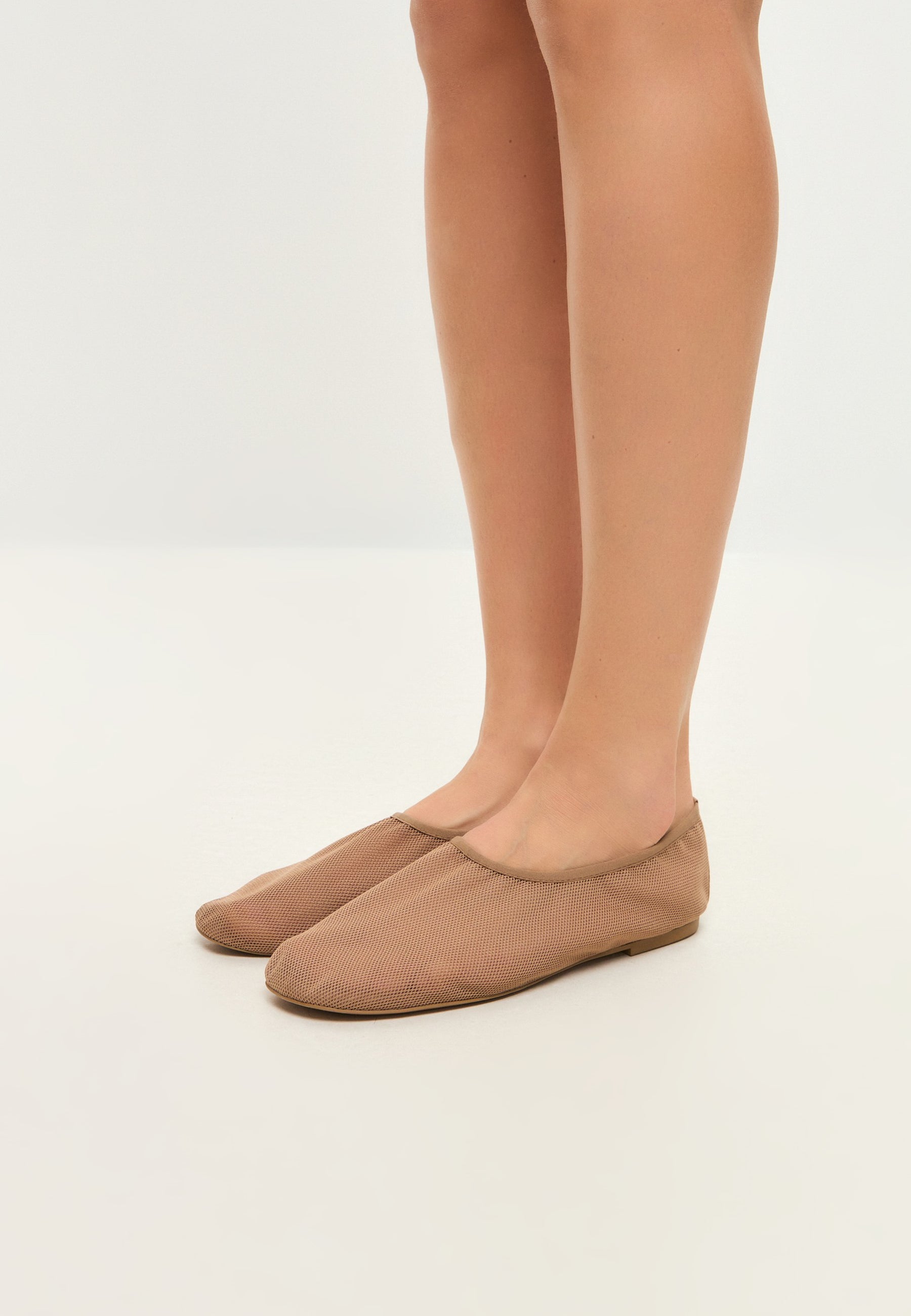 Mesh Slip-On Ballet Flats - Beige