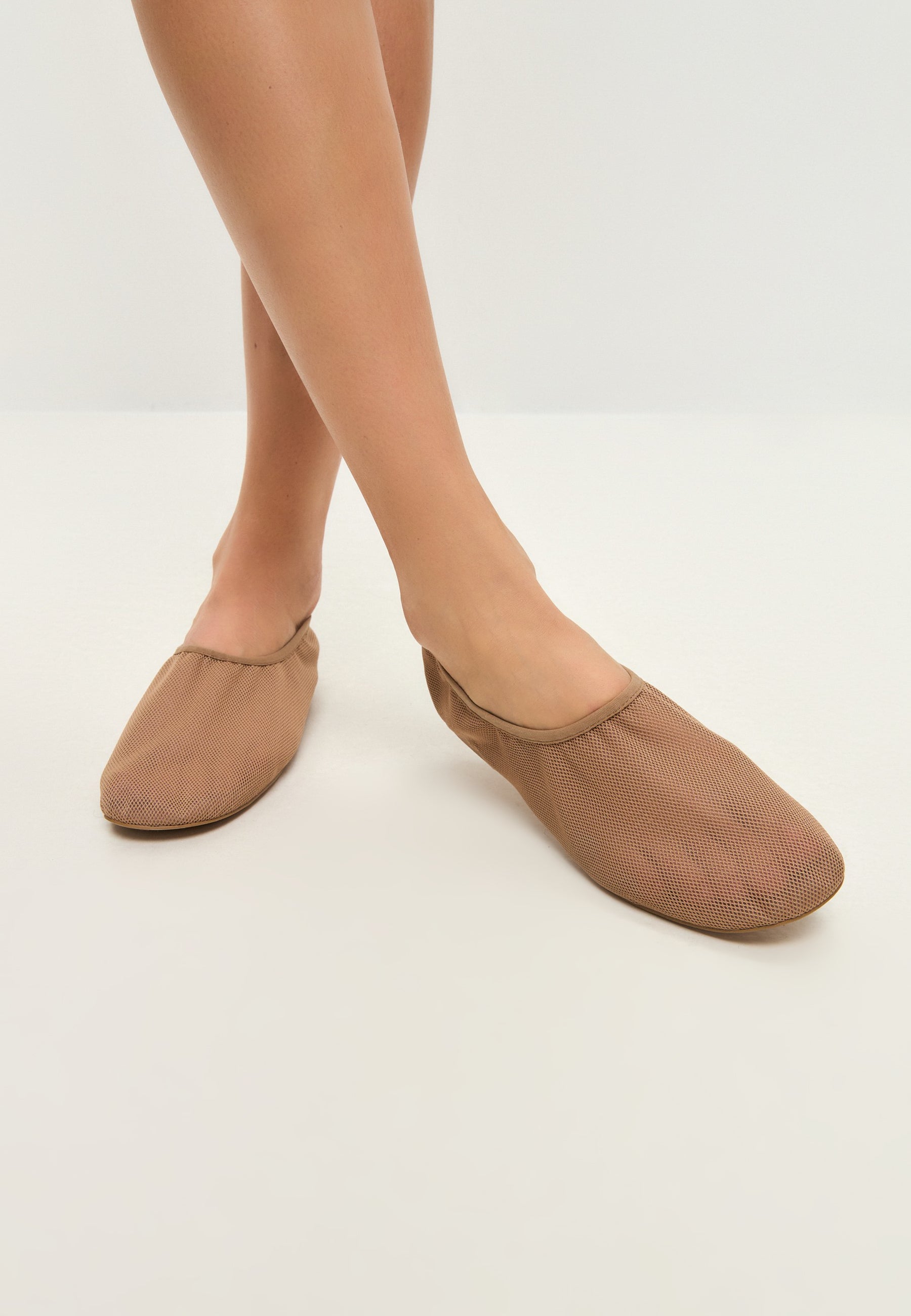 Mesh Slip-On Ballet Flats - Beige