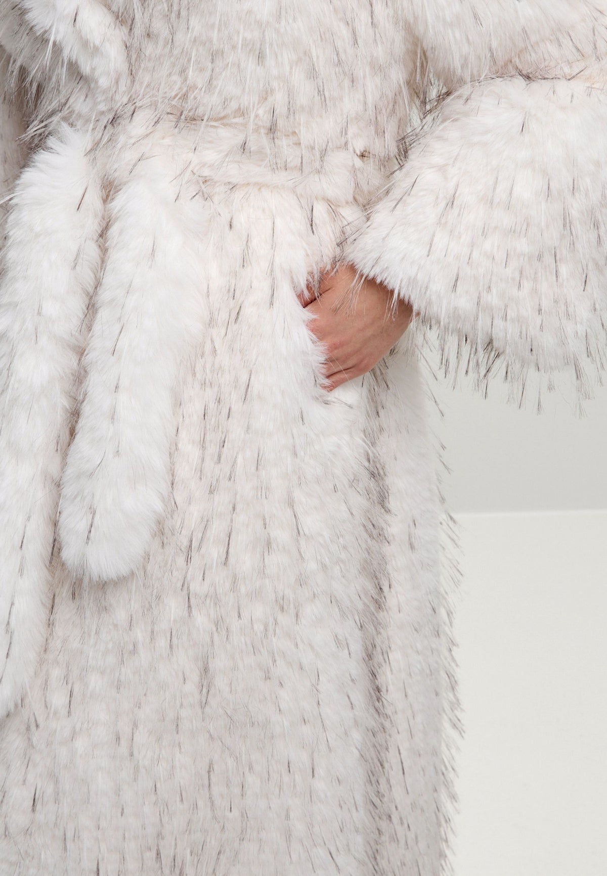 Couture maxi jas van imitatiebont – Sabelbruin
