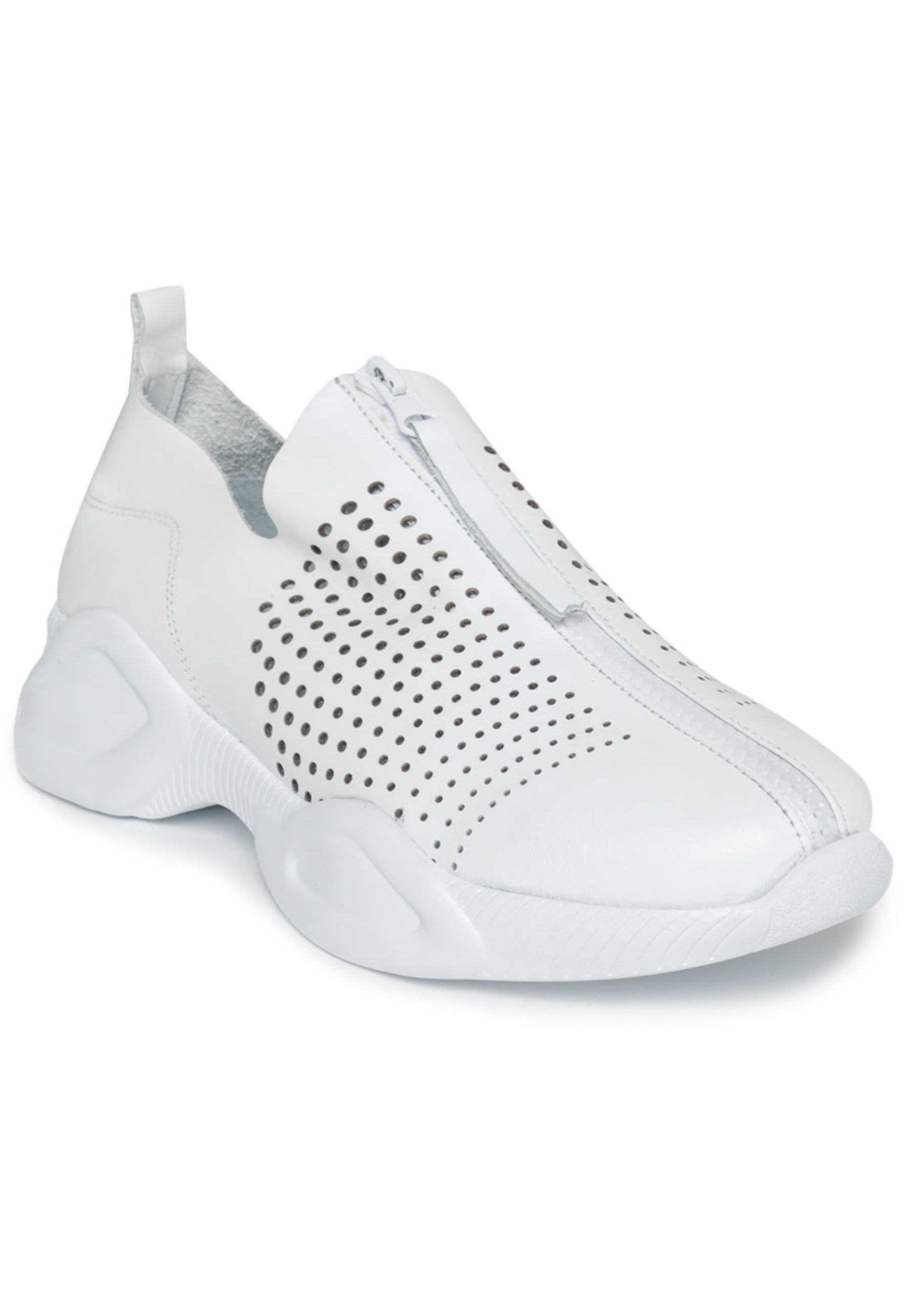 Perforated ZIp Sneakers - White