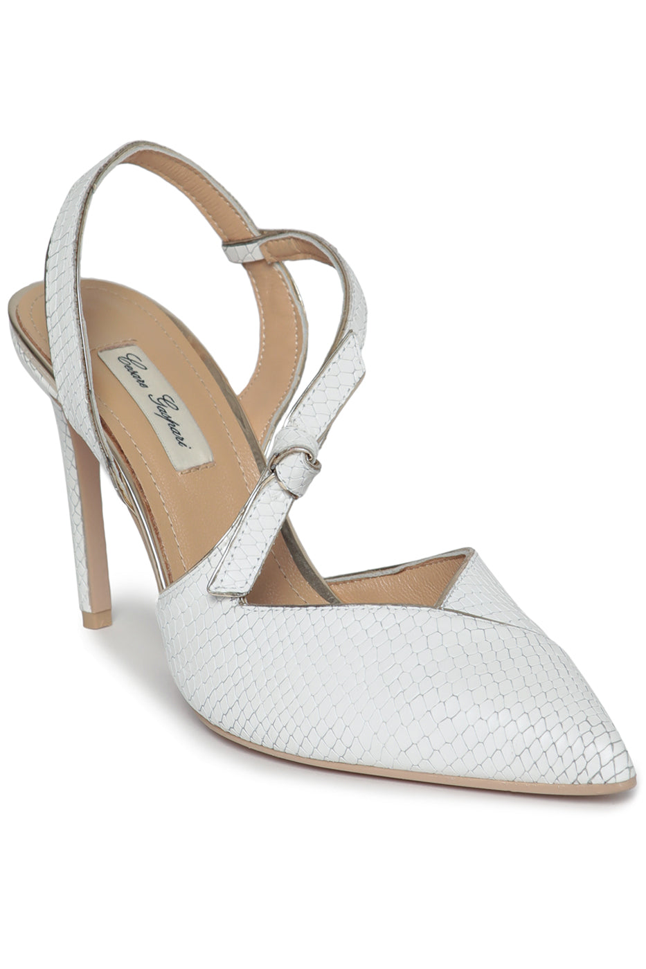 Serpent Slingback Stilettos Eve - White