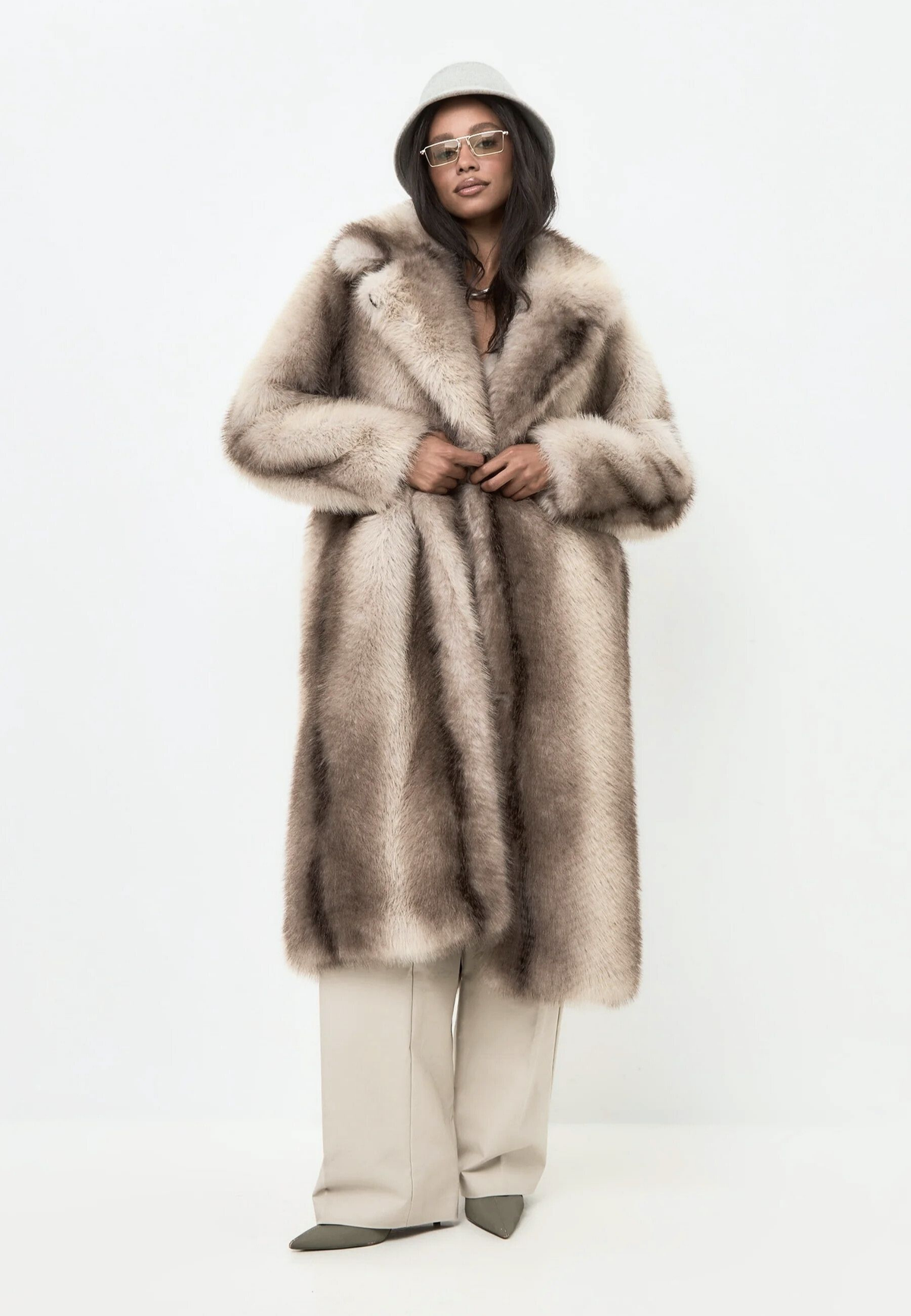Luxurious Faux Fur Coat Natalie  - Brown