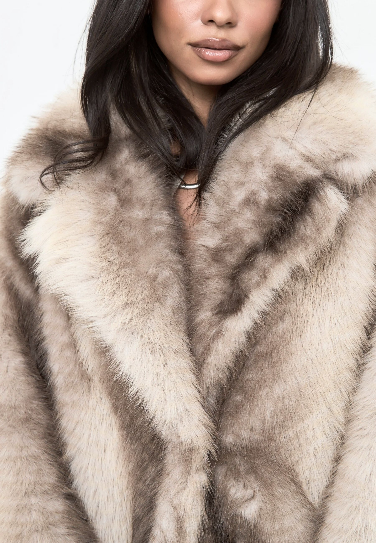 Luxurious Faux Fur Coat Natalie  - Brown