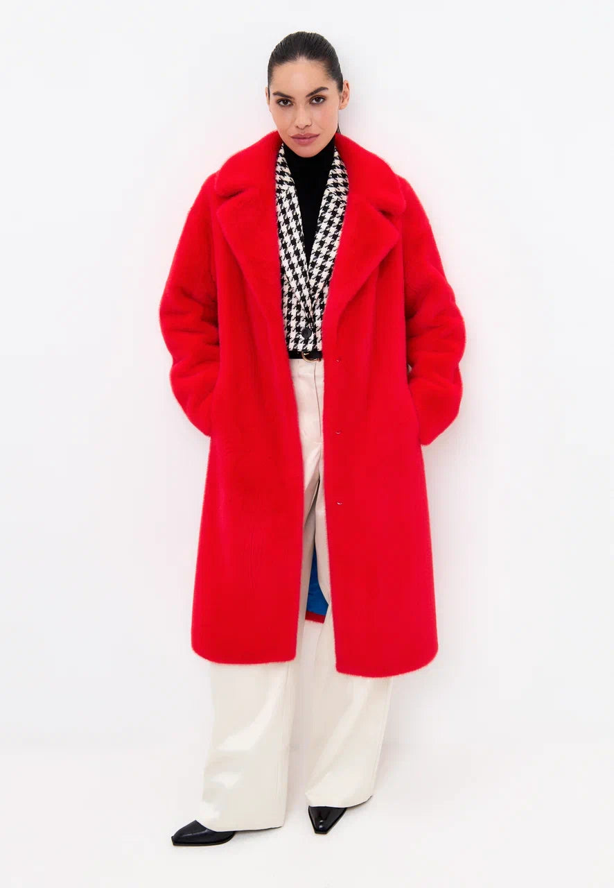 Deluxe Long Back Print Coat Lovers - Red