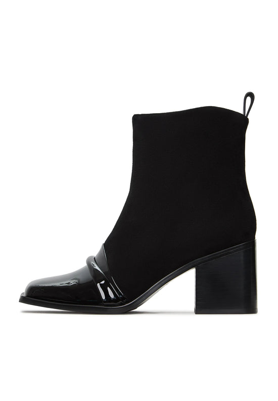 Patent Toe Suede Ankle Boot