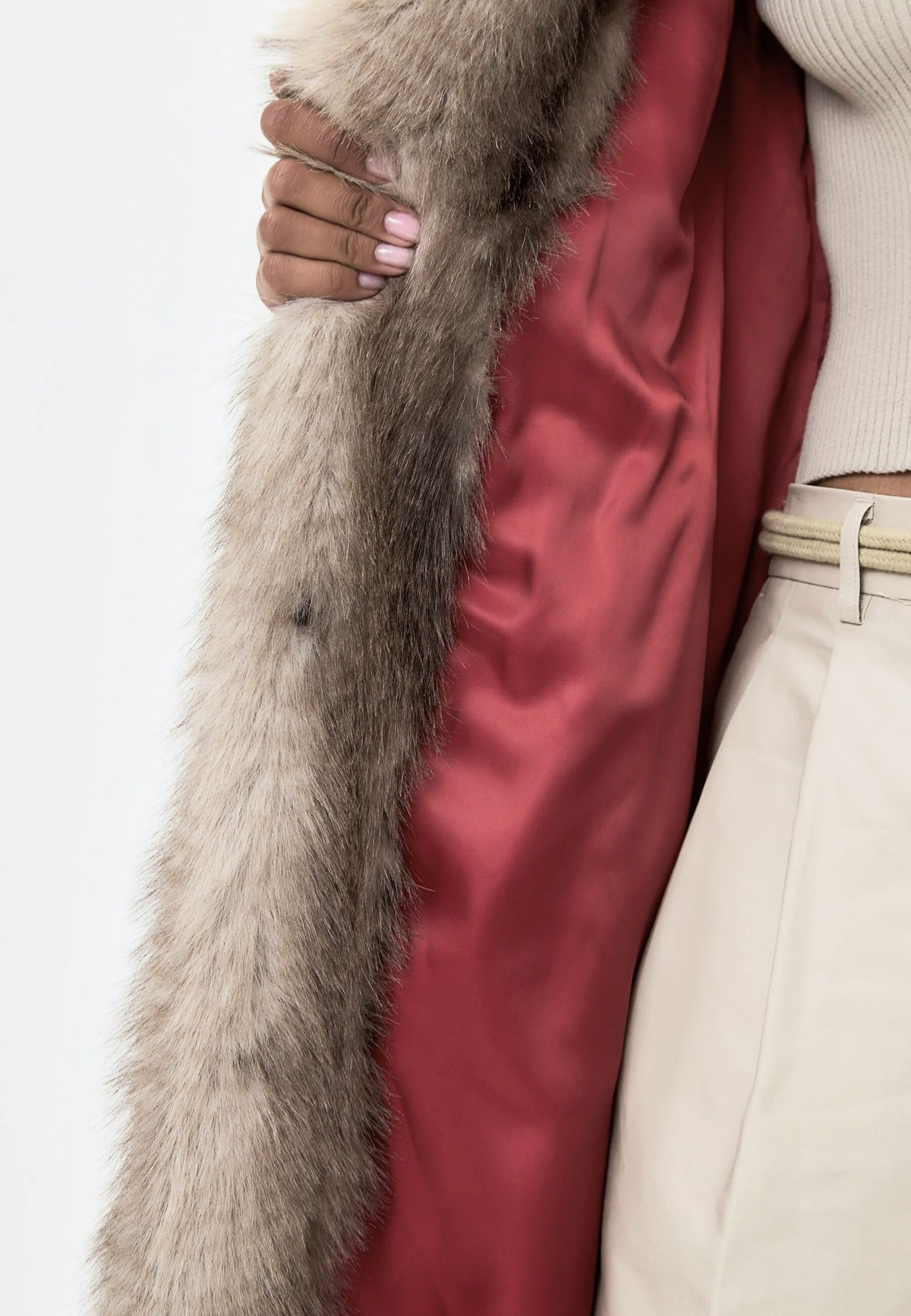 Luxurious Faux Fur Coat Natalie  - Brown