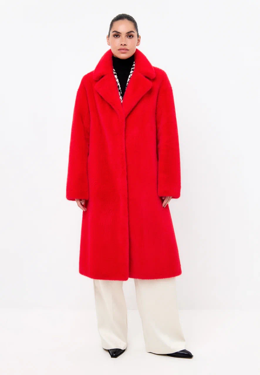 Deluxe Long Back Print Coat Lovers - Red