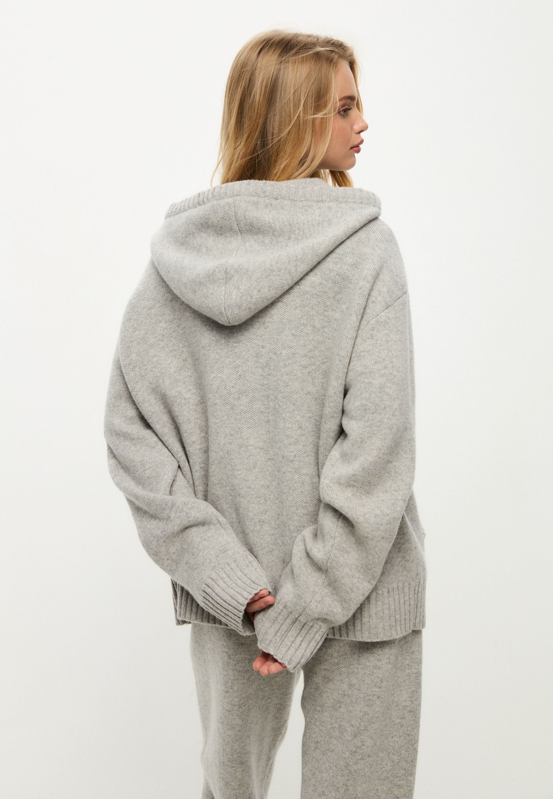 Merino Hooded Cardigan Costume Penelope - Grey