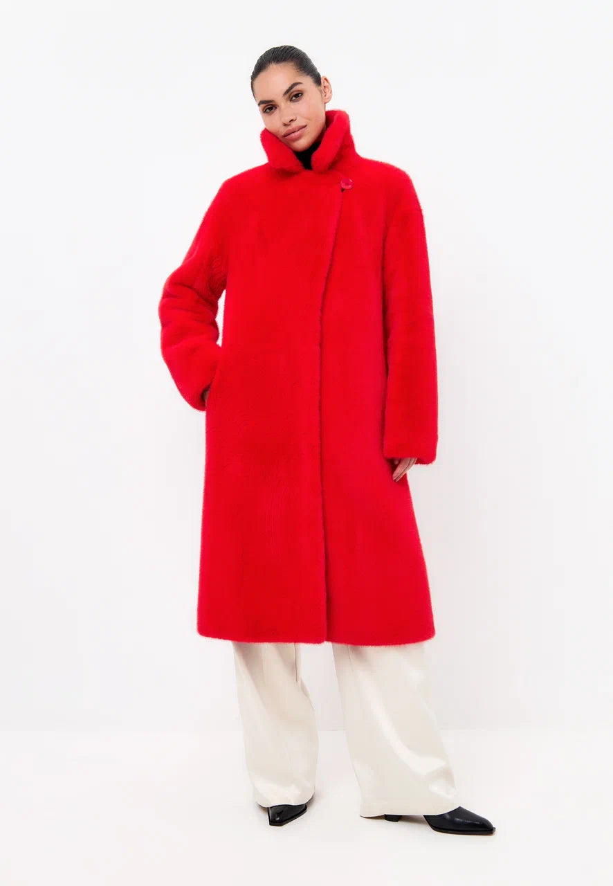 Deluxe Long Back Print Coat Lovers - Red