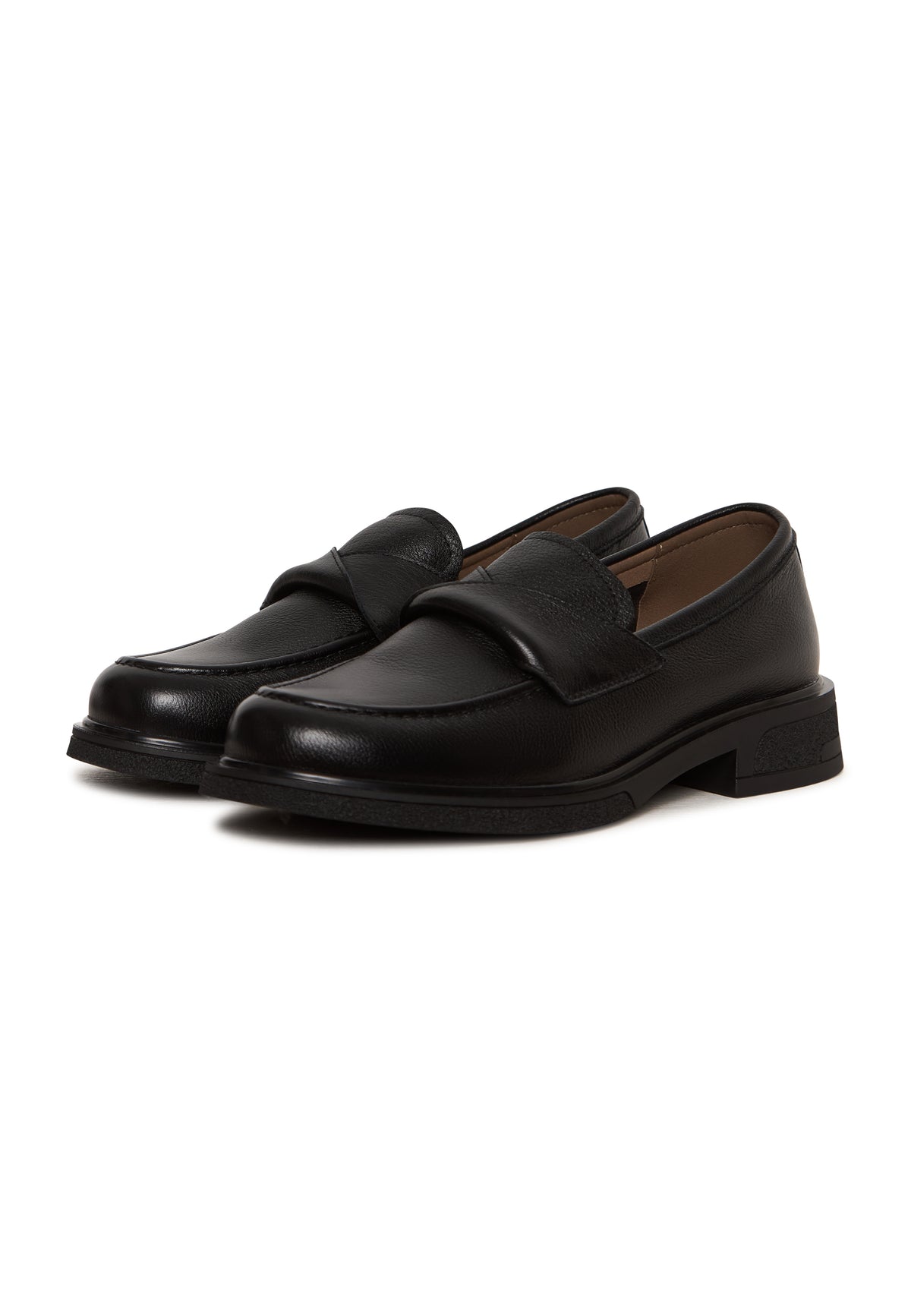 Classic Leather Twist Loafers – Black