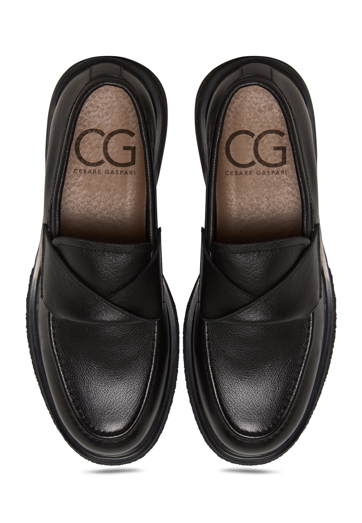 Classic Leather Twist Loafers – Black