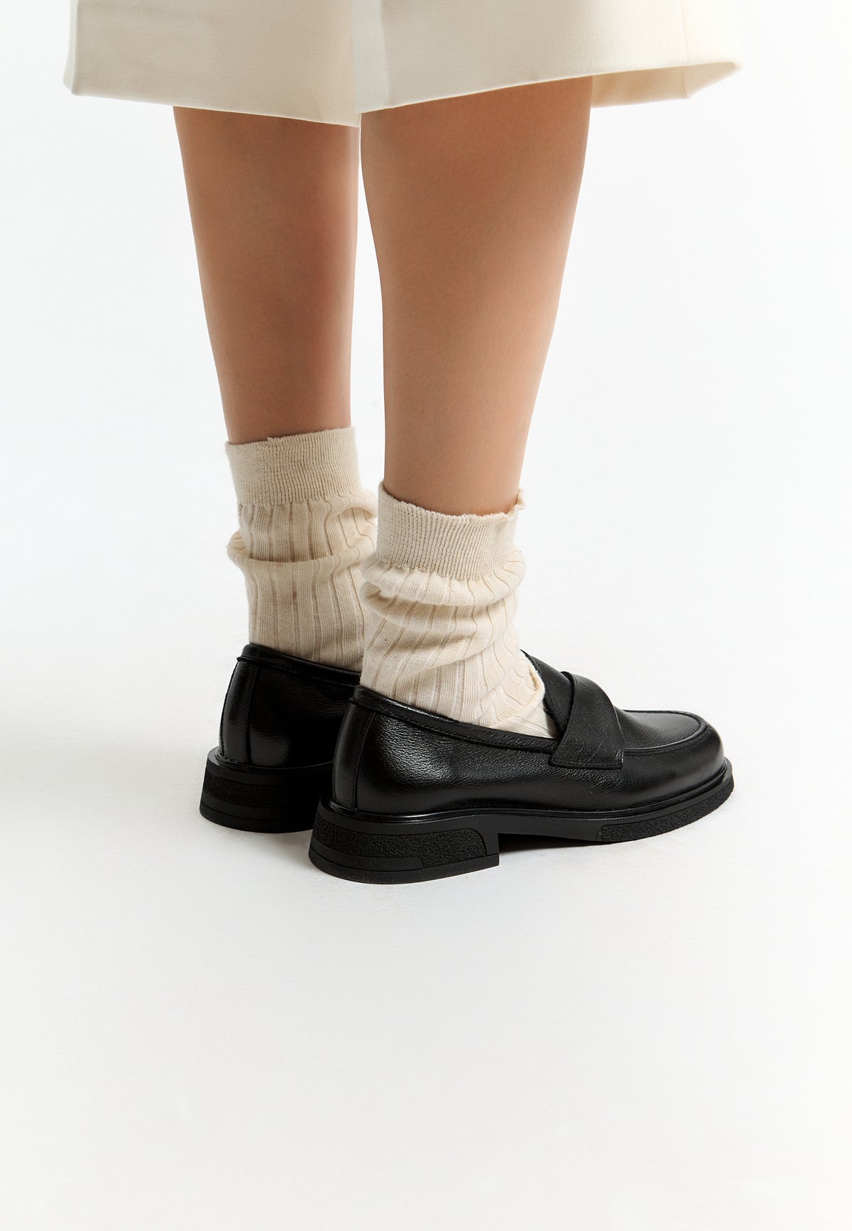 Classic Leather Twist Loafers – Black