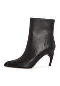 Textured Heel Pointed Ankle Boot - Black