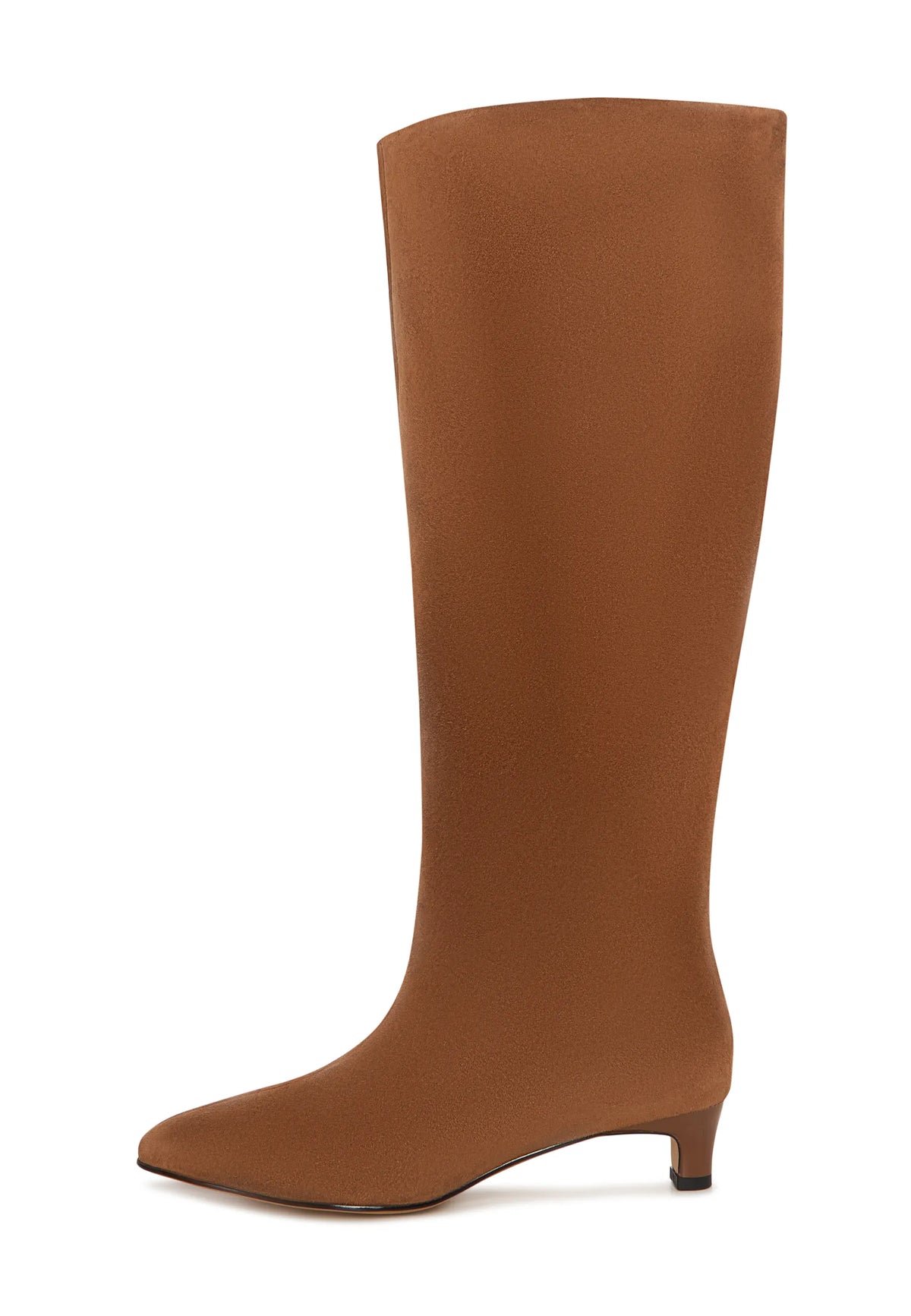 Elegant Suede Knee-High Boot - Light Brown