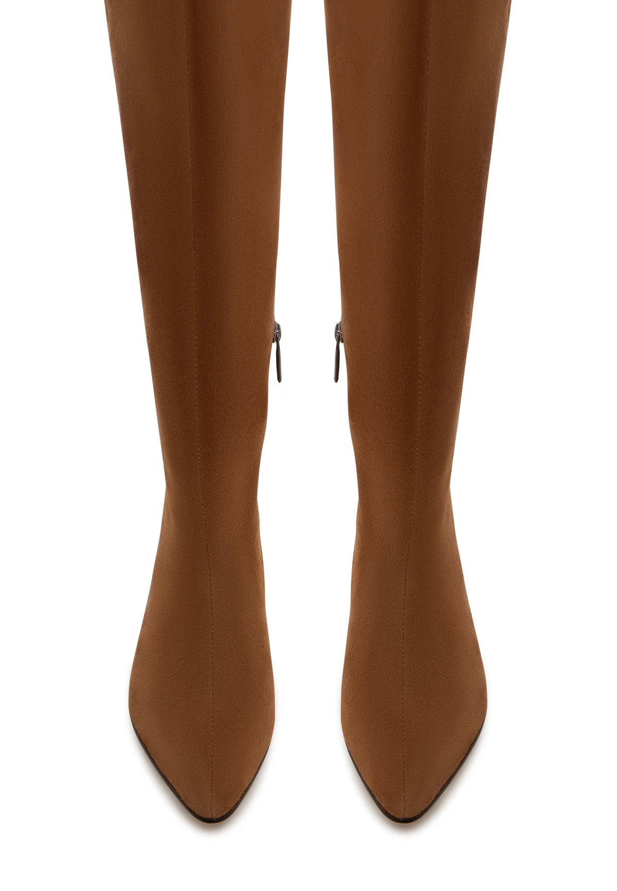 Elegant Suede Knee-High Boot - Light Brown