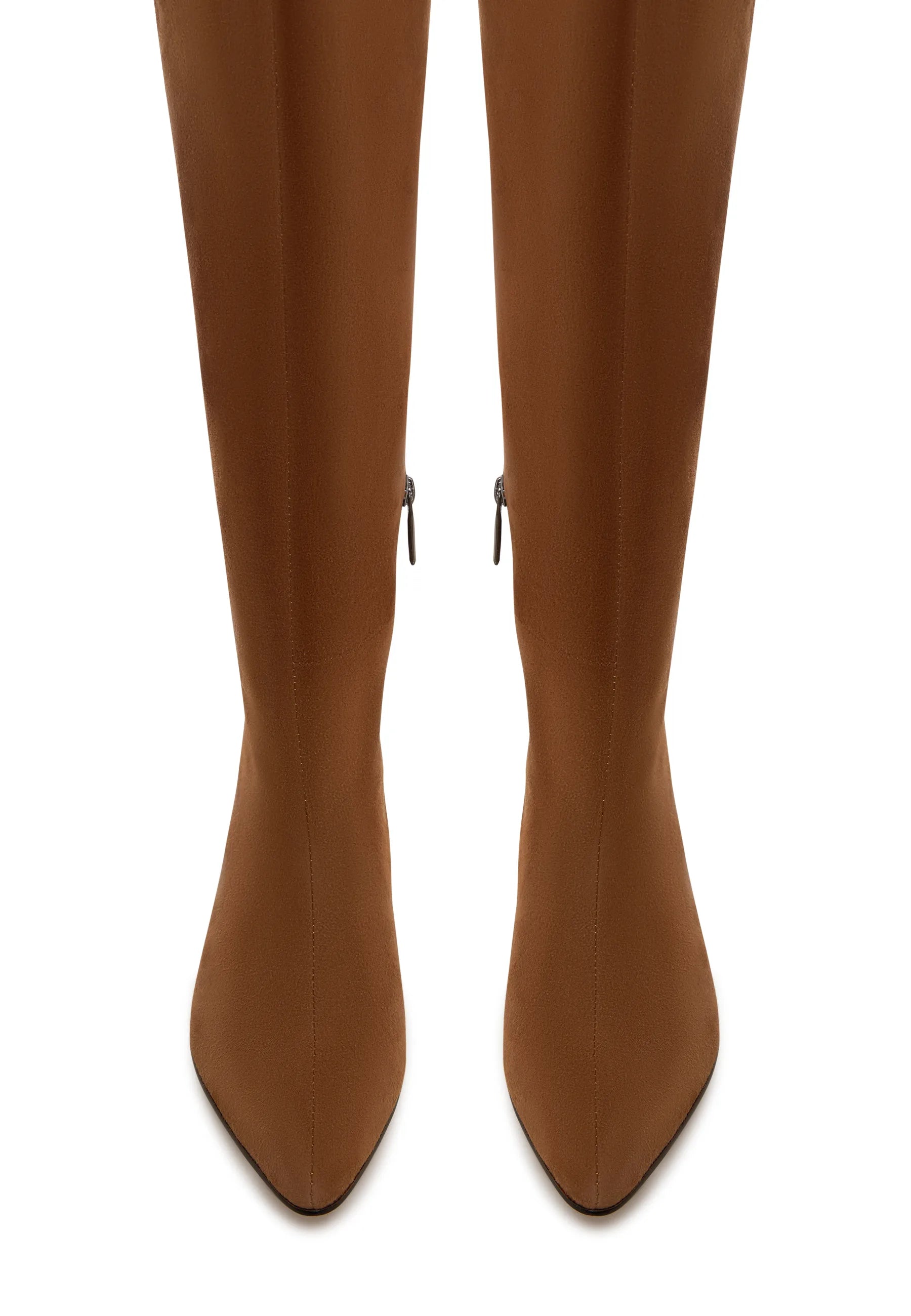 Elegant Suede Knee-High Boot - Light Brown