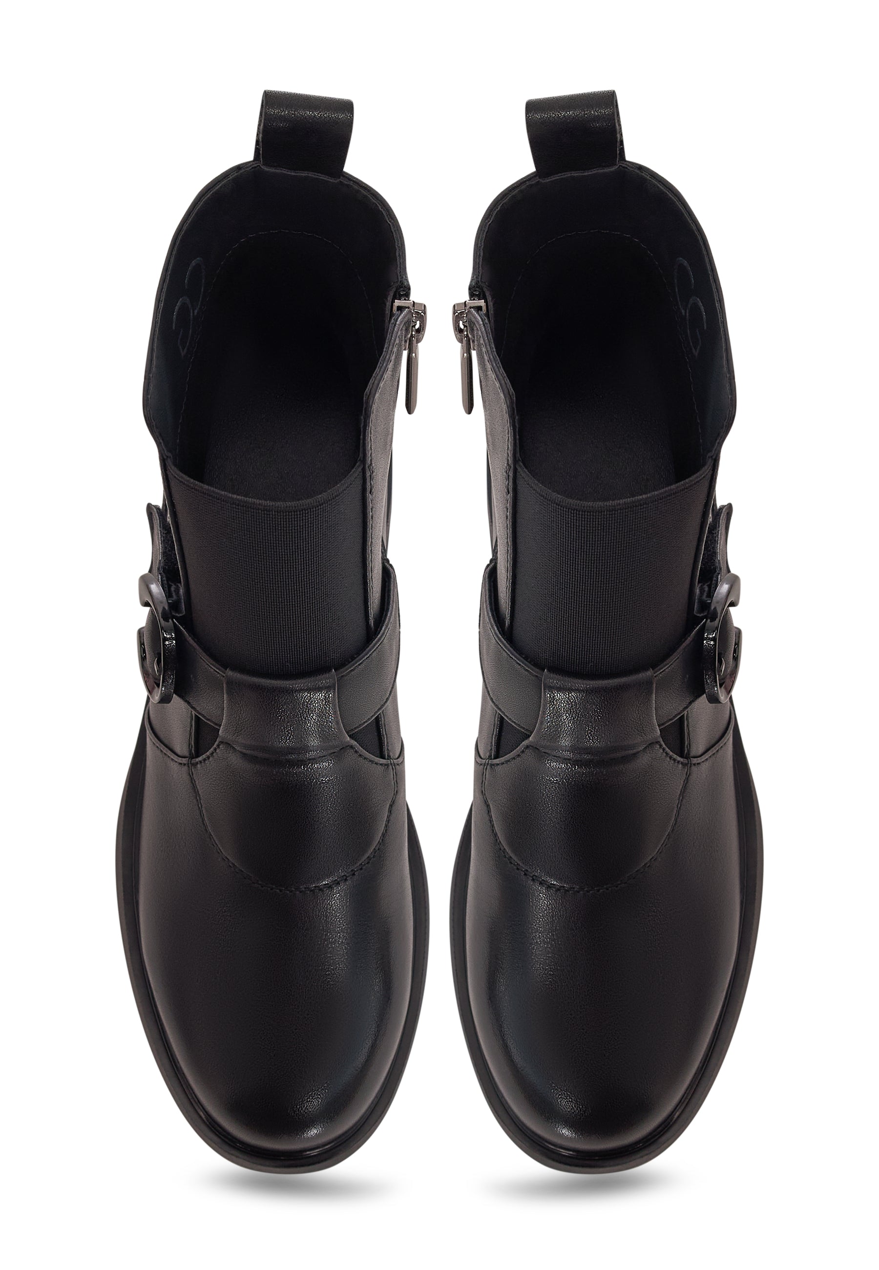 Heart Bit Low-Heeled Leather Ankle Boots
