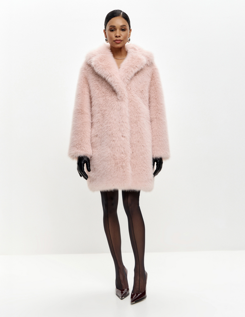 OVERSIZED FAUX FUR COAT WITH COLLAR