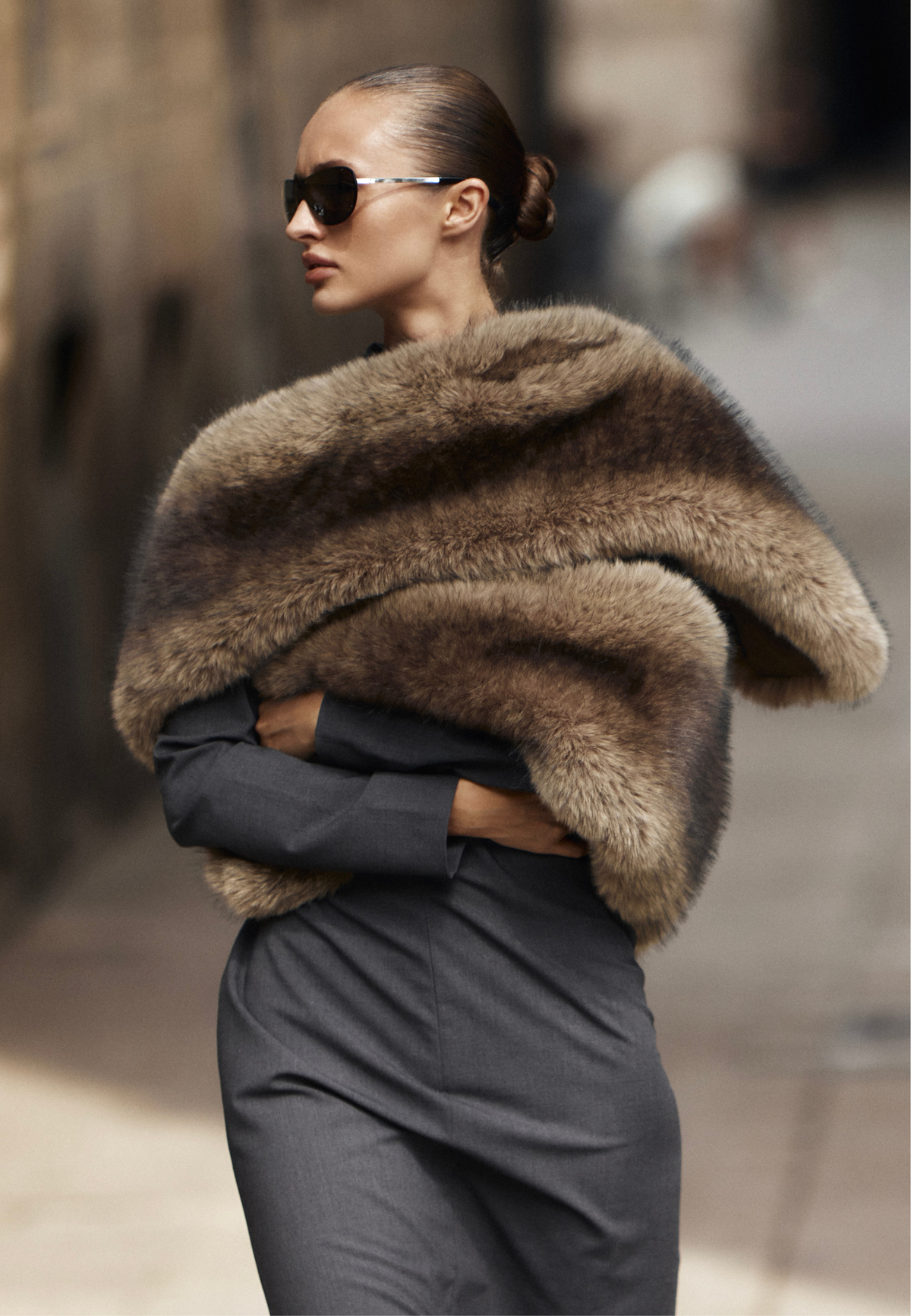 Maxi Faux Fur Scarf – Chocolate Brown