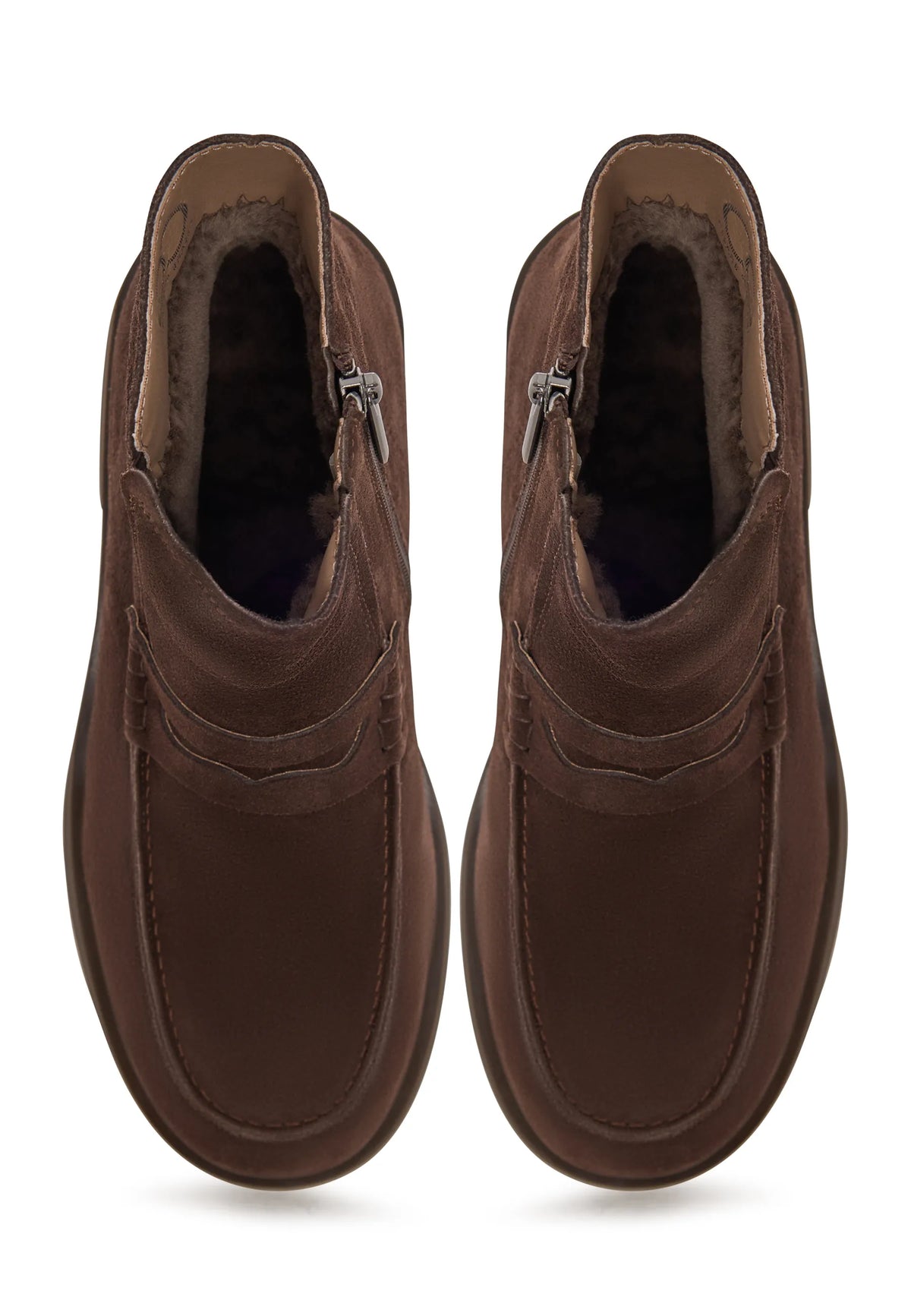 Sculpted Zip Loafer Boot - Brown