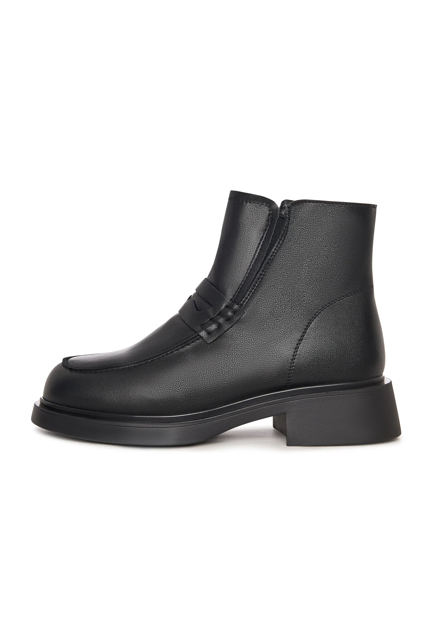 Sculpted Zip Loafer Boot - Black