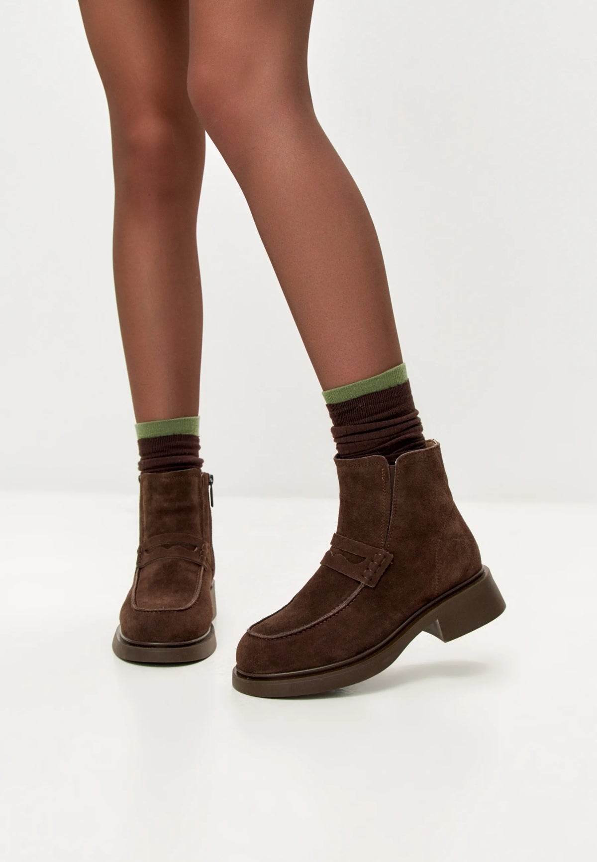 Sculpted Zip Loafer Boot - Brown