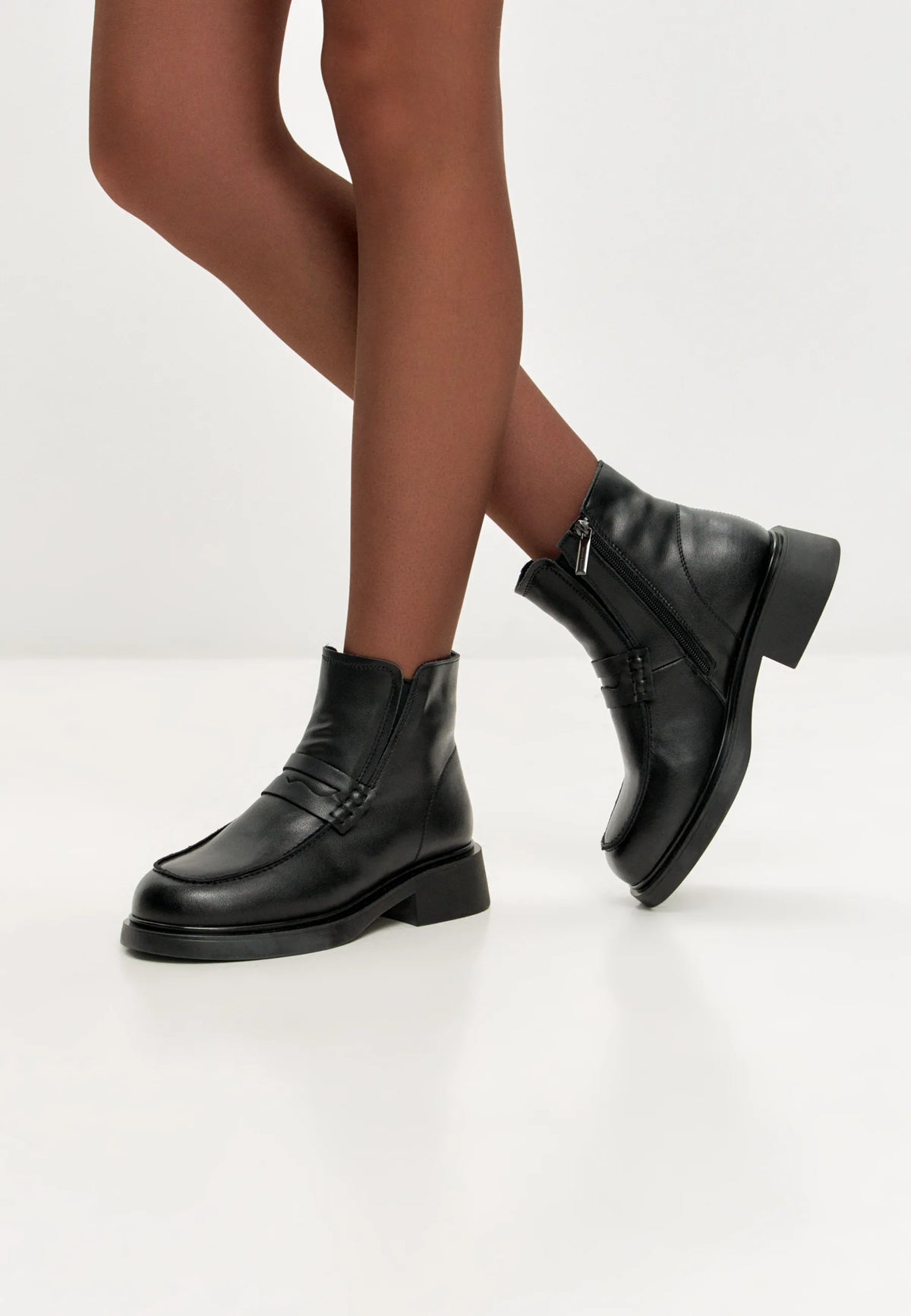 Sculpted Zip Loafer Boot - Black