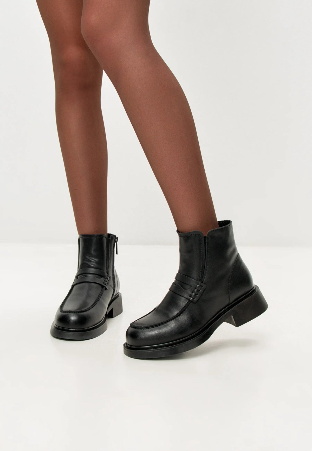 Sculpted Zip Loafer Boot - Black