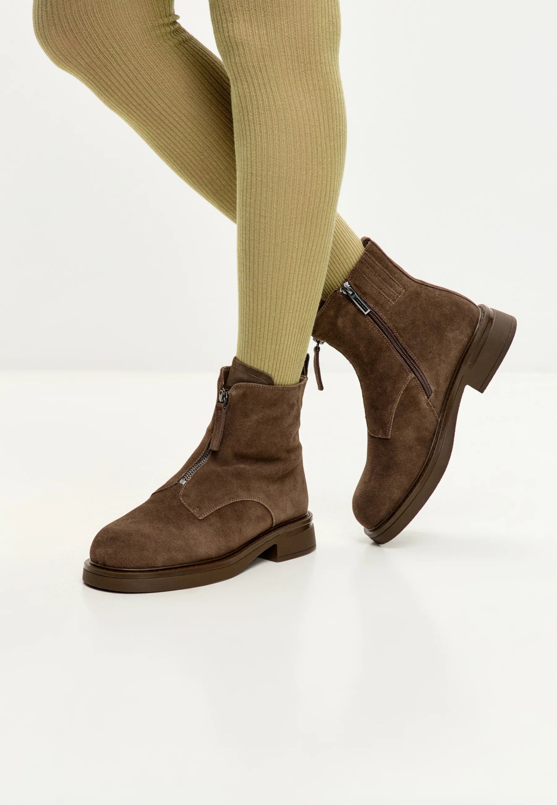 Structured Suede Combat Boot