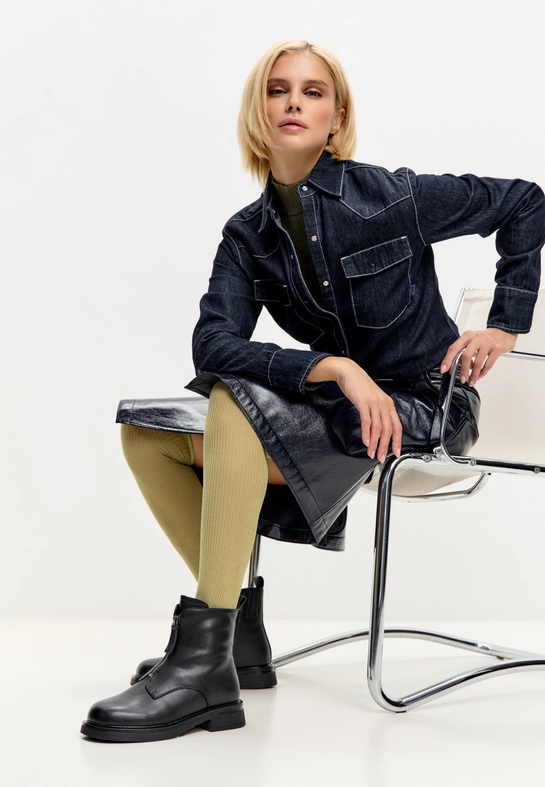 Structured Leather Combat Boot