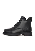 Structured Lace-Up Combat Boot - Black